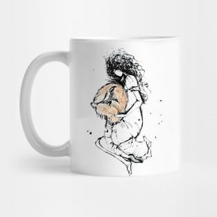 Wild and Free - Drawing of a girl and a fox Mug